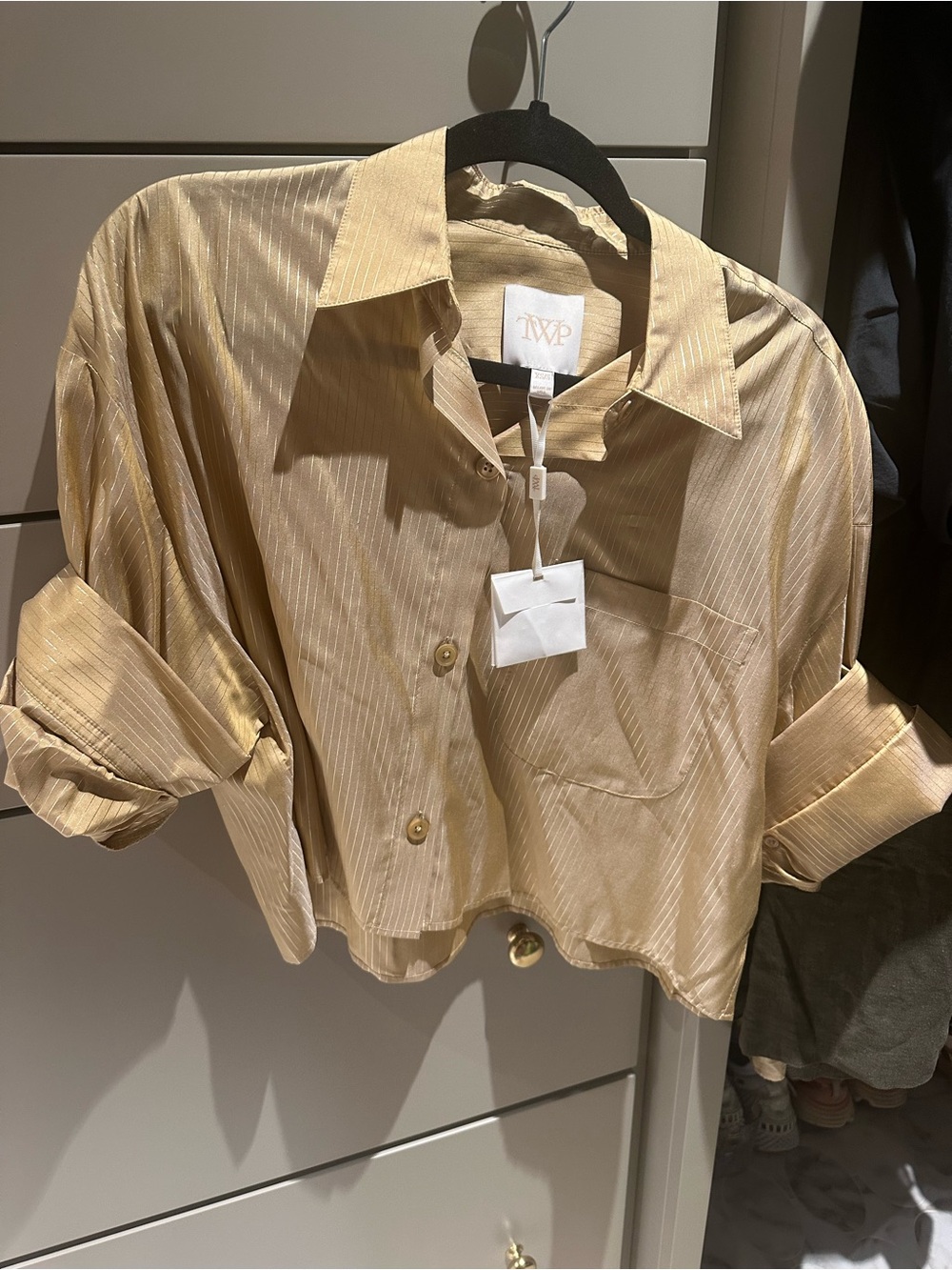 Light Gold Striped Button-Down Shirt